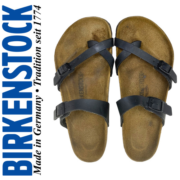 Birkenstock Mayari Sandals EU Sz 40 US Women Sz 9-9.5 Black Oiled Leather - Picture 1 of 10